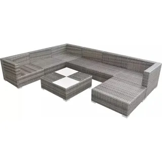 vidaXL 8-tlg. Garten-Lounge-Set mit Auflagen Poly Rattan Grau - Grau