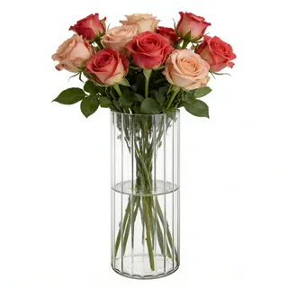 Koelaa Unzerbrechliche Vase, Bruchsichere Kunststoff-Zylindervase, Acryl Modern Blumenvasen, Geriffelte Klare Vasen für Blumenarrangements, Hochzeits-Mittelstücke, Heimwerken, Tischdeko - 12x35cm