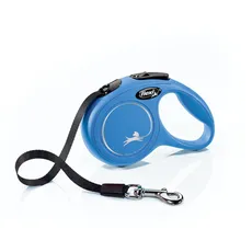 Flexi Klassische einziehbare Hundeleine (Klebeband), ergonomisch, langlebig und verhedderungsfrei, für Hunde, 3 m, Größe XS, Blau