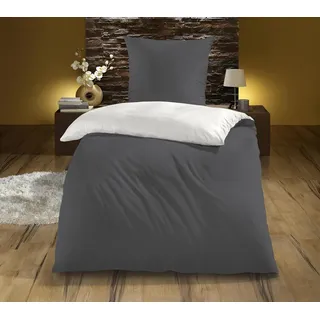 KiNZLER Wendebettwäsche "Mikrofaser "Cashmere Touch"" 2 tlg. Unifarben, besonders weich, dunkelgrau