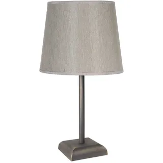 Nachttischlampe Tischleuchte E27 35 cm Bronze Beige Messing Stoff