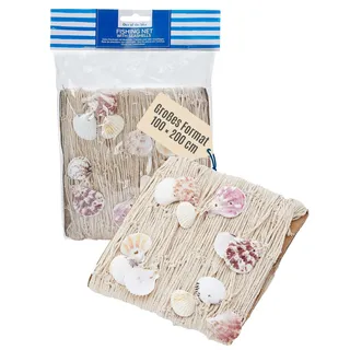 Out of the Blue Deko-Fischnetz mit Muscheln - Maritimes Netz ca. 100x200 cm für Wand- & Tischdeko - Perfekt für Strand-, Piraten- & Meeres-Motto - Leichtes Dekonetz für Zuhause & Garten