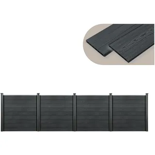 [neu.holz] Lamellenzaun 705 x 183 cm Grau/WPC