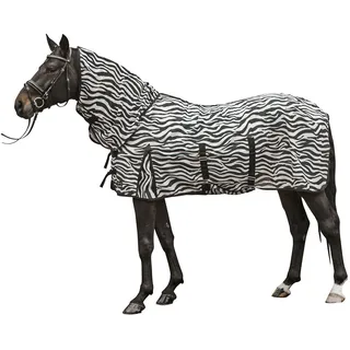 HKM Fliegendecke Zebra mit Halsteil und Bauchlatz L Weiß-Schwarz