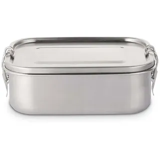 Weis Vesperdose klein aus Edelstahl mit Dichtung und Teiler in der Farbe Silber 0,8L, Maße: 18cm x 13,5cm x 6cm, 17311