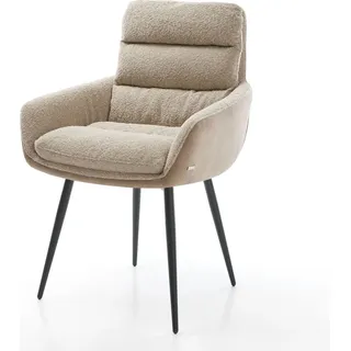 DELIFE Esszimmerstuhl Abelia-Flex mit Armlehnen Materialmix Schlamm 4-Fuß konisch Schwarz - Braun, Beige