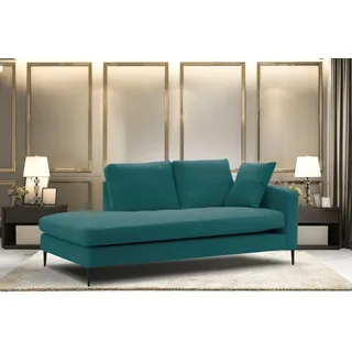 Home Affaire Recamiere »Cozy Chaiselongue, Maße B/T/H: 195/97/80 cm« mit losen Kissen und Metallbeinen, Armlehne links oder rechts wählbar, blau