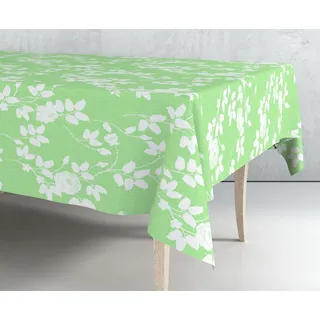 Exma Wachstuch-Tischdecke, PVC, schmutzabweisend, wasserdicht und strapazierfähig, pflegeleicht, Tischdecke für Küche und Wohnzimmer, 100 cm x 140 cm, grüne Blumen