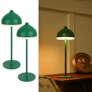 LuminexDesigns DOME TL13 2 Stück LED Tischlampe Kabellos mit Akku,Dimmbar Touch Tischleuchte,IP54 Spritzwassergeschützt,Vintage Nachttischlampe für Schlafzimmer Wohnzimmer Balkon Terrasse Olivgrün