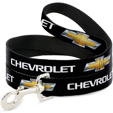 Buckle Down "Chevy Bowtie Schwarz/Gold Logo Repeat Hund Leine, 6 '