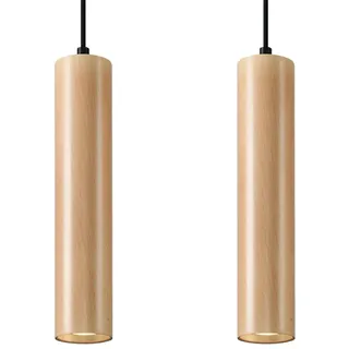 Pendelleuchte Lino 2 Holz SOLLUX Natürlich - Beige