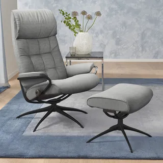 Stressless Stressless® Relaxsessel »London«, (Set, Relaxsessel mit Hocker), mit Hocker, High Back, mit Star Base, Gestell Schwarz grau