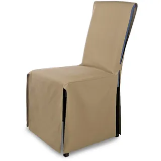 SCHEFFLER-Home Stuhlhusse Mila 6er Set/Festlicher Stuhlbezug mit Schleife für Weihnachten, Hochzeit, Geburtstag/Elegante Bankett-Husse für jeden Anlass und Stuhl/Für Esszimmer, Wohnzimmer/Beige