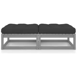 vidaXL Gartenhocker mit Kissen 2 Stk. Massivholz Kiefer - Grau