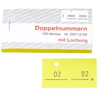 WOLF & APPENZELLER Doppelnummernblöcke 01-100, 101-200, 201-300, 301-400, 401-500, gelb, 5 Blöcke