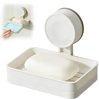 Seifenschale mit Ablauf für Dusche Seifenhalter Ohne Bohren Seifenablage Wandmontage Seifenschalen Saugnapf für Dusche Schwammhalter Küche Abnehmbar Seifen Halter