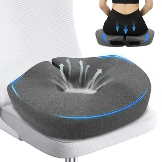 Feagar Hämorrhoiden Sitzkissen - Sitzring Steißbein Entlastung, Orthopädisches Donut Kissen als Steißbeinkissen für Ischias, Steißbein - Memory-Schaum für Auto, Rollstuhl, Bürostuhl (Grau)