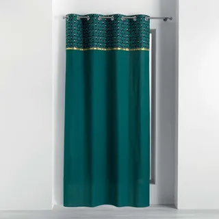 douceur d'Intérieur Ösenvorhang, 140 x 240 cm, Baumwolle, Uni+Top Imp. metallisiert, Artchic blau