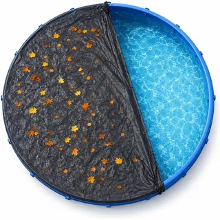 Poolabdeckung rund – Extra starke 200 g/m2 Poolplane schwarz – UV-resistente Solar Sommer- & Winterabdeckplane (366 – 400 cm (Ø 460 cm))