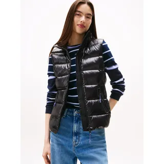 Tommy Hilfiger Tommy Jeans Damen, Weste Slim Zip Print Down mit Stehkragen, schwarz, (Black), M