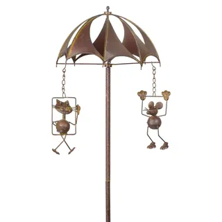 Windspiel Mäuse Karussel aus Metall, Katze und Maus, 81 cm hoch, Ø 27 cm