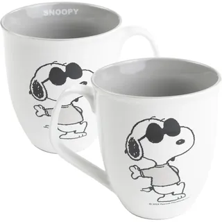 United Labels The Peanuts Tasse Snoopy 280 ml, Grau Weiß, Kaffeebecher aus Keramik, Kaffeetasse