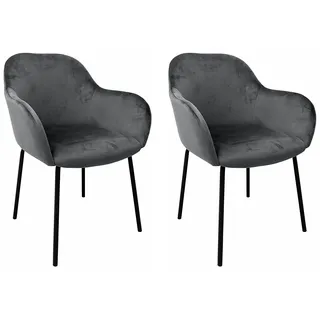 Esszimmerstuhl OTTO HOME "Dannika", anthrazit, schwarz, B:59cm H:80cm T:59cm, 100% Polyester, Stühle, Esszimmerstuhl, pflegeleichter Veloursstoff, schwarze Metallbeine, Sitzbreite 41 cm