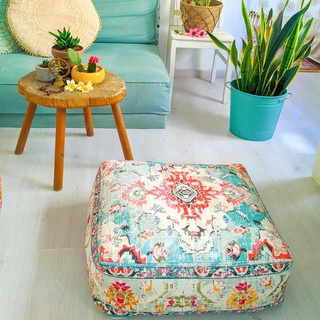 Mandala Life ART Bodenkissen Kinder Groß Bodenkissen Boho Dekorist Cozy Orientalische Sitzecke Pouf Hocker Bezug Persische Deko 100% Baumwolle Ungefüllt 60X20Cm