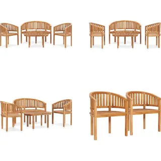 vidaXL 4 tlg. Garten Lounge Set Massivholz Teak - Garten-Lounge-Set - Garten-Lounge-Sets - Holz Lounge Set - Holz Lounge Sets - Braun