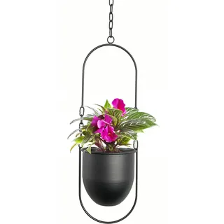VDYXEW Hängende Pflanzgefäße-Metall-Pflanzenbügel,Blumenampel Metall Modern, Boho Moderne Pflanzenaufhänger Minimalistische Wohnkultur Geeignet für den Innen- und Außenbereich(Schwarz)
