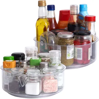 MATANA 2 Lazy Susan Drehteller, 360° Drehbarer Organizer, 23cm - Hoher Rand - Drehbare Gewürzregale, Drehplatte, Drehscheibe für Kühlschrank, Küchenschrank, Bad, Kosmetik