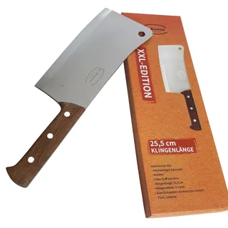 Dr. Richter Hackmesser XXL - Edition GIANT - (Klingenlänge: 25,5 cm, Gesamtlänge: 41 cm, Gewicht über 1 Kg, Edelstahl) Küchenbeil Metzgerbeil Hackbeil