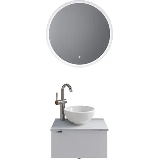 Saphir Badmöbel-Set »Serie 6915«, (4 St.), Gäste-Bad, mit LED-Spiegel und 1 Tür, weiß