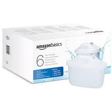 Amazon Basics Wasserfilterkartuschen, 6 Stück, passend für alle BRITA Systeme inkl. PerfectFit & Amazon Basics Systeme