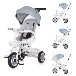 Chipolino Tricycle Marathon 2 in 1 Dreirad, Sitz umkehrbar, Gummiräder, Dach grau - Grau
