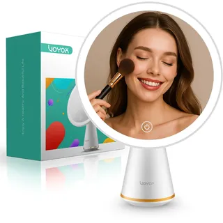 VOYOR Schminkspiegel Kosmetikspiegel Mit Beleuchtung Wiederaufladbar Tischspiegel mit Beleuchtung 3 Stufen Einstellbare Helligkeit LED Schminkspiegel Abnehmbar Tragbar Reisespiegel CM110