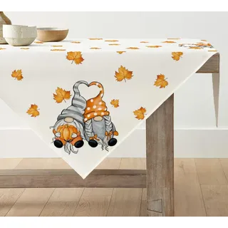 Artoid Mode GNOME Kürbisse Ahornblätter Herbst Tischdecke, Saisonnal Tischwäsche Küche Tisch Dekoration Drinnen Urlaub Party Dekor 100x100 cm