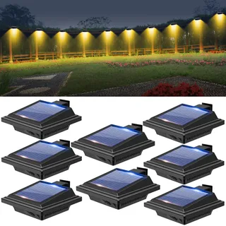 BILLION DUO Solar Dachrinnenlampe für den Außenbereich, 8STK Solarlampen für Außen Garten, Wasserdichte 40 LEDs Zaunbeleuchtung, Schwarz Solar Wandlampe Warmweißes Solarlicht für Garage, Terrase