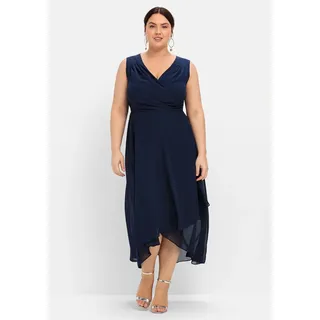 sheego Abendkleid Chiffonkleid in Wickeloptik blau