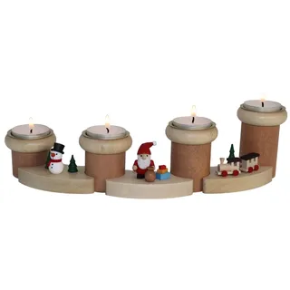 Adventsteelichthalter modularer Adventskranz mit Schneemann & Eisenbahn 32x8 cm
