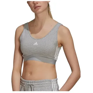 Adidas 3 Stripes Crop Sport-top - Medium Grey Heather / White - M