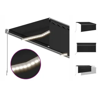 vidaXL LED Gelenkarmmarkise 300 x 250 cm anthrazit inkl. Volant