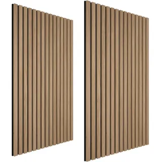 tectake Akustikpaneele 2er Set Sonic Wall,je 60 x 120 x 2,1 cm, Größe flexibel anpassbar,Eiche , Holz , 60x120x120 cm , Tapeten & Wandverkleidungen, Akustikpaneele