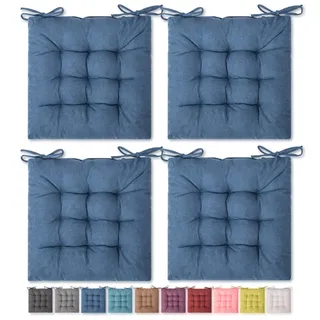SQUARE MOON 4 Stück Sitzkissen, Stuhlkissen, Bequeme Stuhlpolster, Stuhlmatte für drinnen, draußen, Esszimmerstuhl, Bürostuhl, Schreibtischstuhl (40,6 x 40,6 cm × 4 Stück, Marineblau)