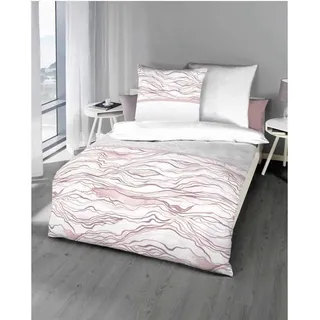 Kaeppel Mako Satin Bettwäsche Welle Wave Rosenholz 155x220 cm - Rosa
