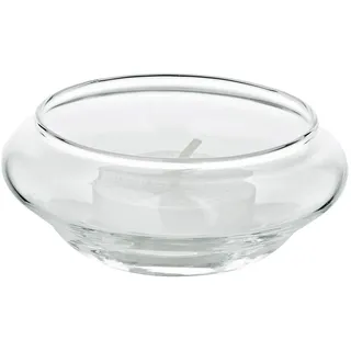 Edzard 4 Stück Schwimm-Teelichthalter Iris, Durchmesser 8 cm, Höhe 4 cm, mundgeblasenes Glas - Schwimmglas für Teelicht, schwimmendes Teelichtglas