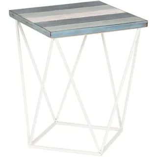 DKD Home Decor Beistelltisch, Himmelblau, Naturholz, Metall, 40 x 40 x 51 cm