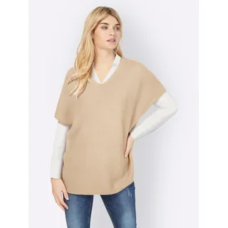 Pullunder HEINE "Pullunder", Damen, Gr. 48, beige (elfenbein), 100% Polyacryl, unifarben, Pullover Pullunder