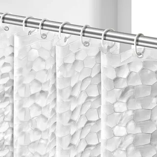 OTraki Duschvorhang 180 x 200cm Eva Wasserwürfel Duschvorhänge Badvorhänge Fenster 3D Wasserdicht Anti Schimmel Umweltfreundlich Waschbar Shower Curtains Halbtransparent Klar für Badezimmer EINWEG