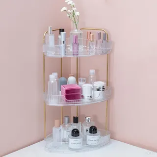 VINATO Make Up Organizer, Schminktisch Organizer, 3-stufiger Eck Organizer für Bad/Kosmetik, Transparente